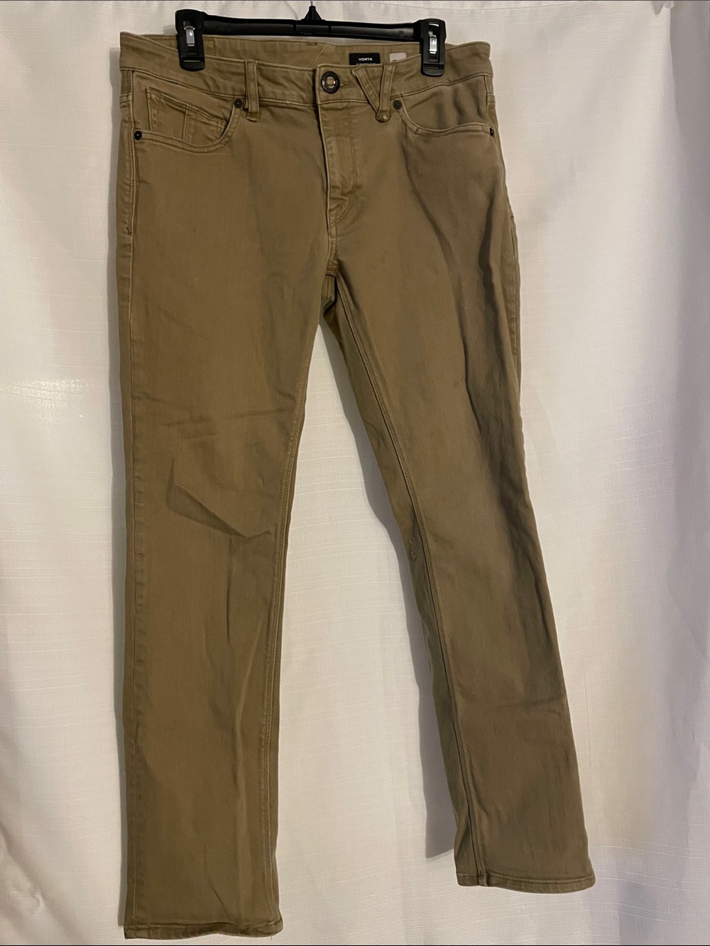 Volcom Men’s Slim Straight Jeans in Khaki Brown